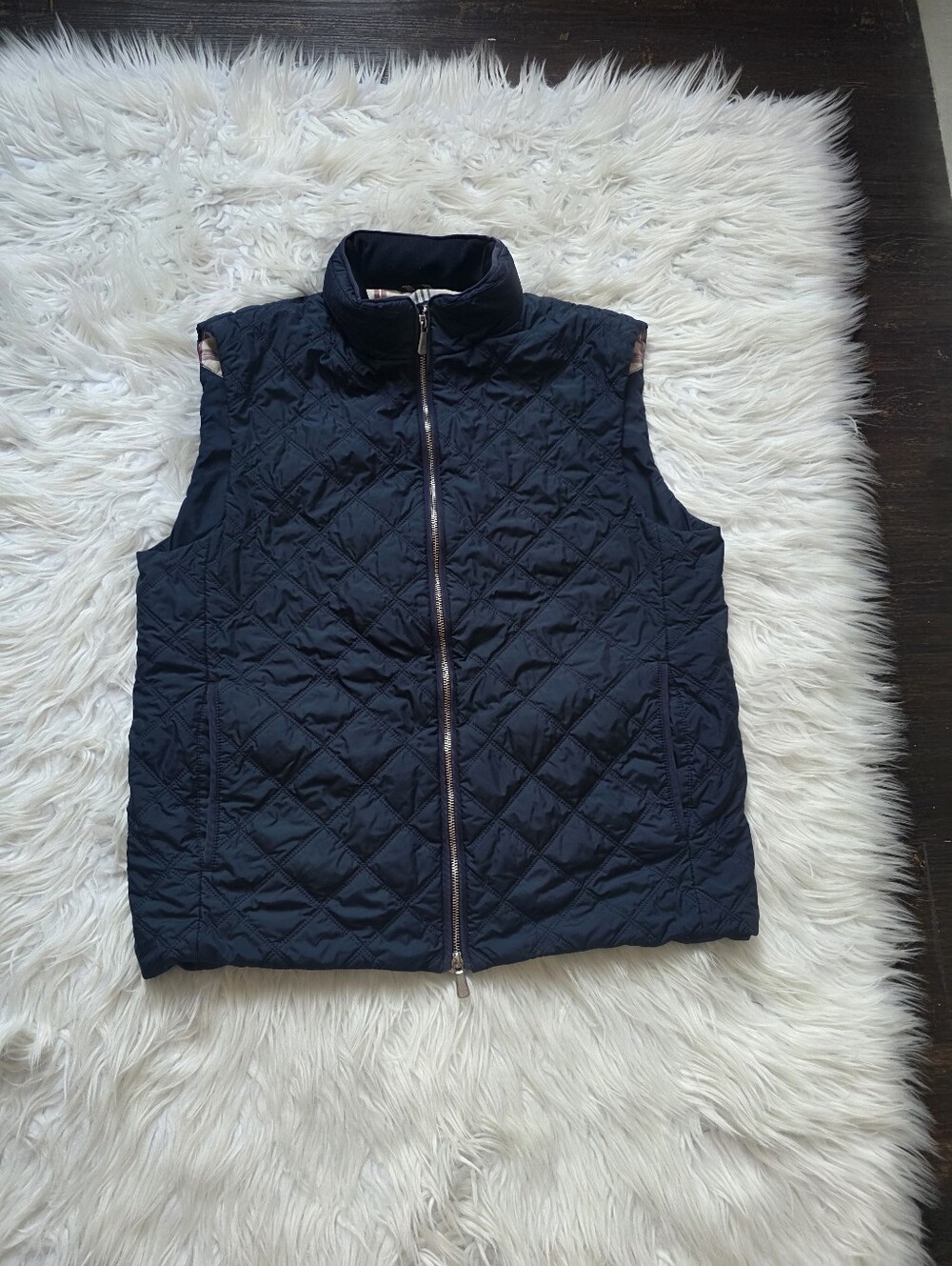 Brooks Brothers Navy Quilted Zip-Up Vest
